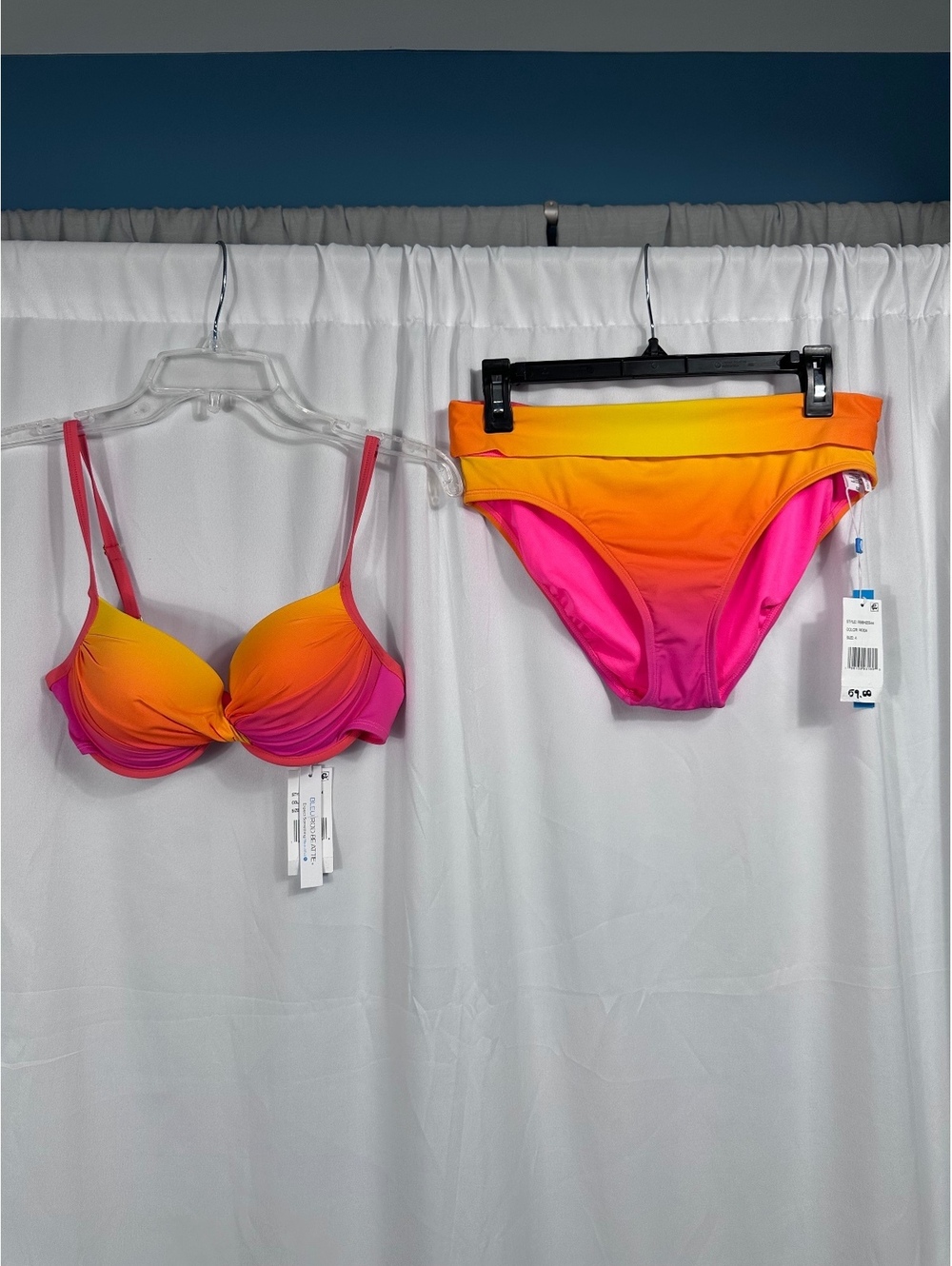 Bleu Rod Beattie Women's Bikini Set Size 4 Pink Orange Gradient